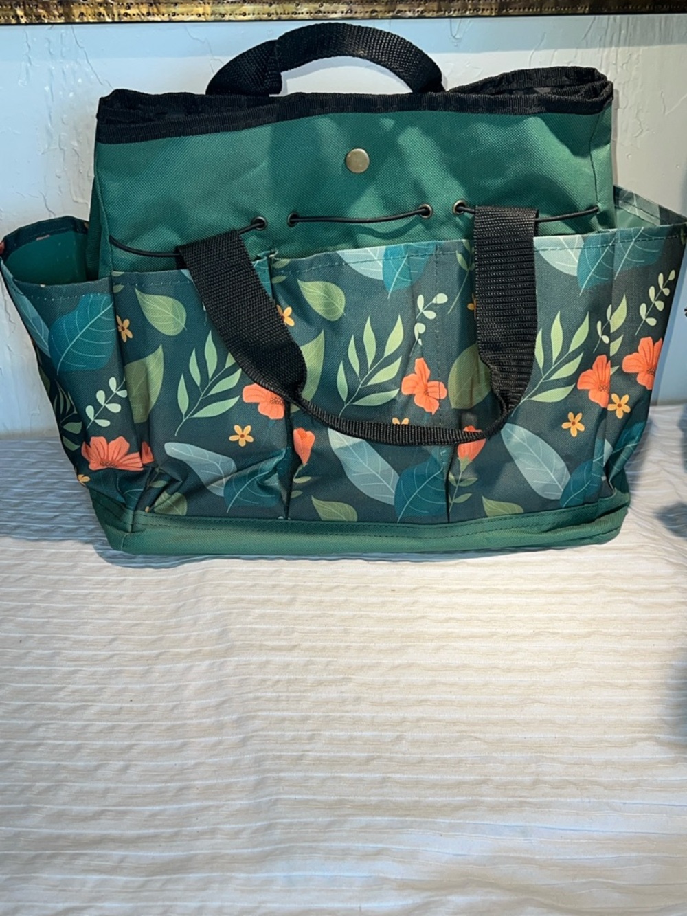 Green Floral Utility Organizer Expandable Tote by GeeDuo Garden Tools